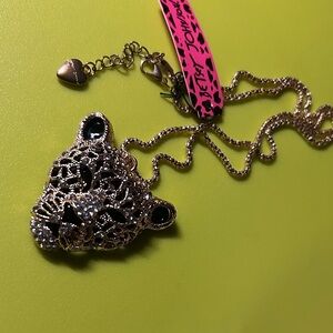 Betsey Johnson Gold and Black Leopard Necklace